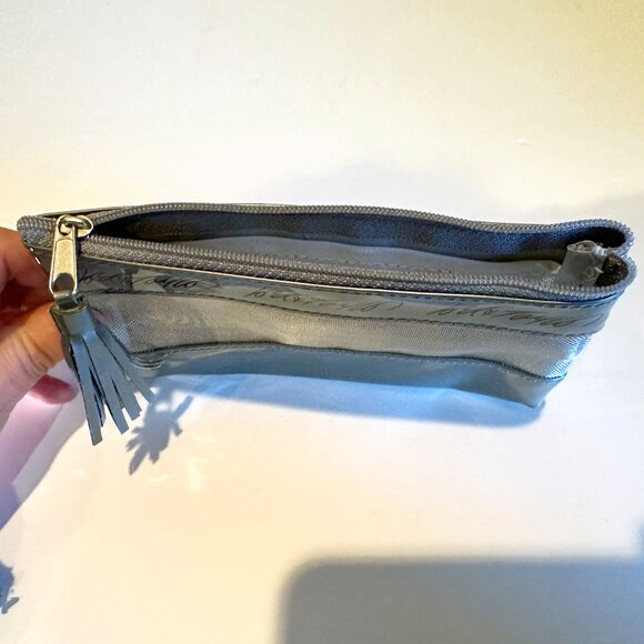 SOLD—Lord & Taylor Silver Mesh Cosmetic Bag Zipper Pouch - Picture 6 of 9